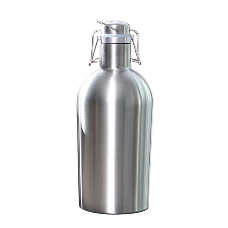 Premium 2l Stainless Steel Bottle Homebrew Beer Growler Secure Swing