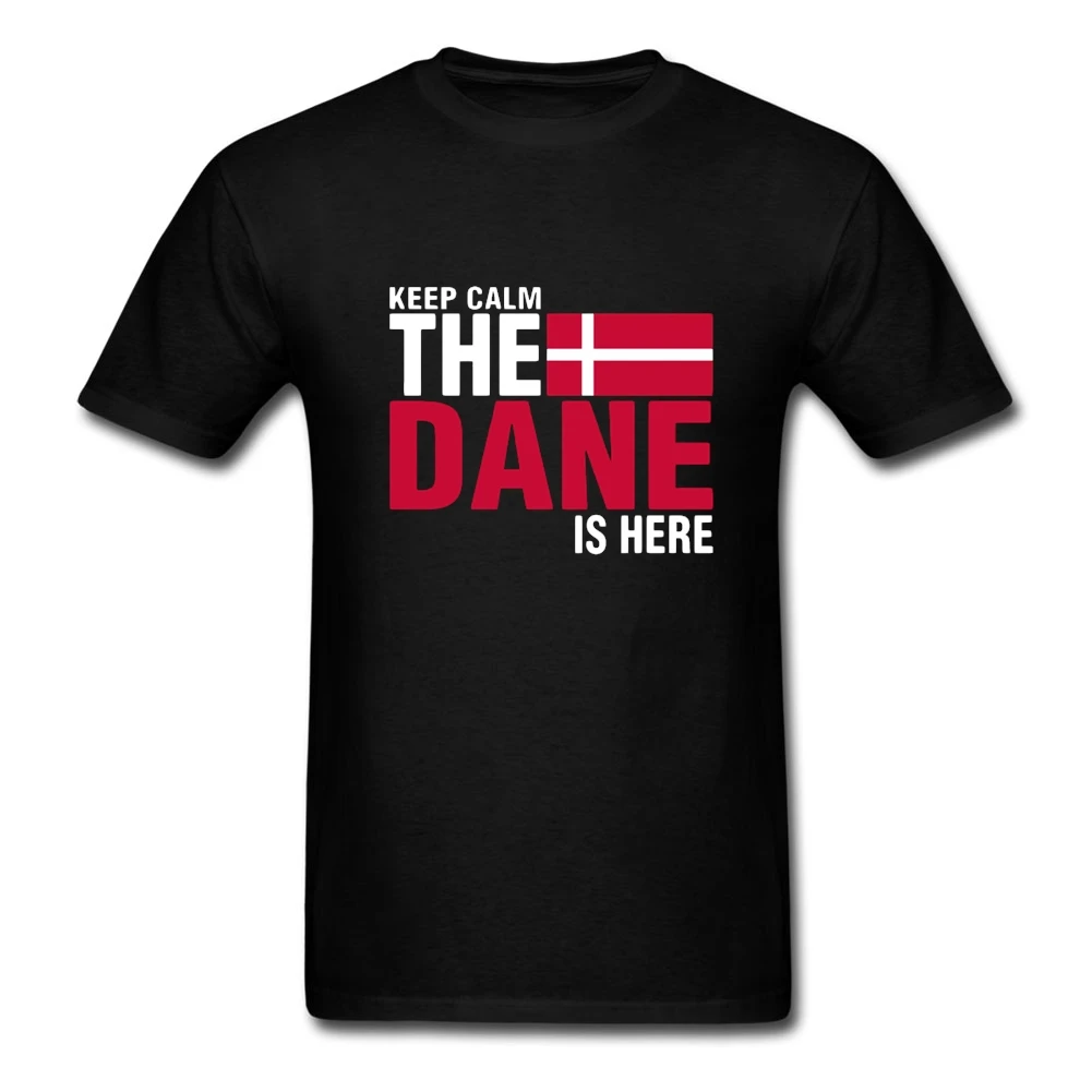 The Flag T shirt keep calm fear the dane is here Printed Tees Teenage Round Neck Short Sleeve Shirt Humor Cool Shirts | Мужская одежда