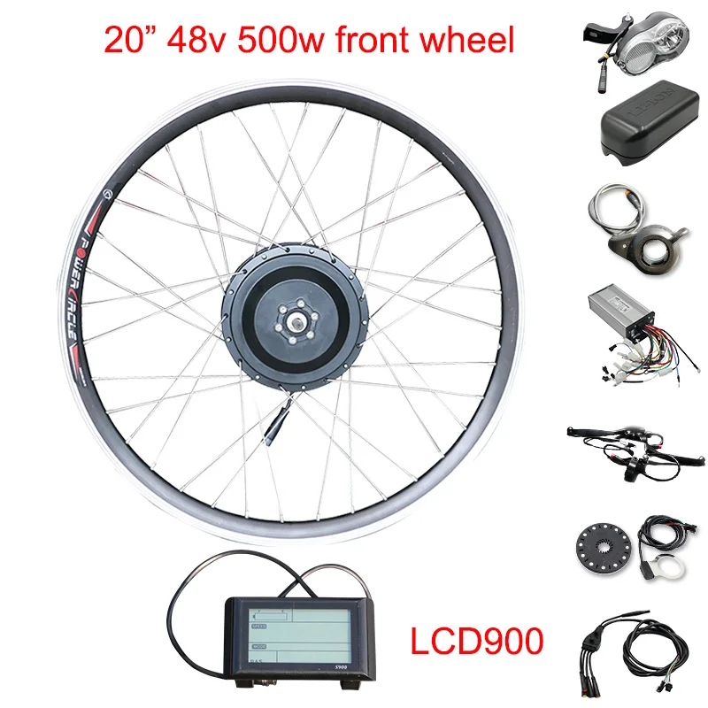48V 500W электрическая Экипировка велосипедиста ступица переднее колесо мотоцикла привод Электрический велосипед конверсионный комплект для 2" 26" 700C Мотор колесо для электровелосипеда комплект - Цвет: 20 48V 500W LCD900