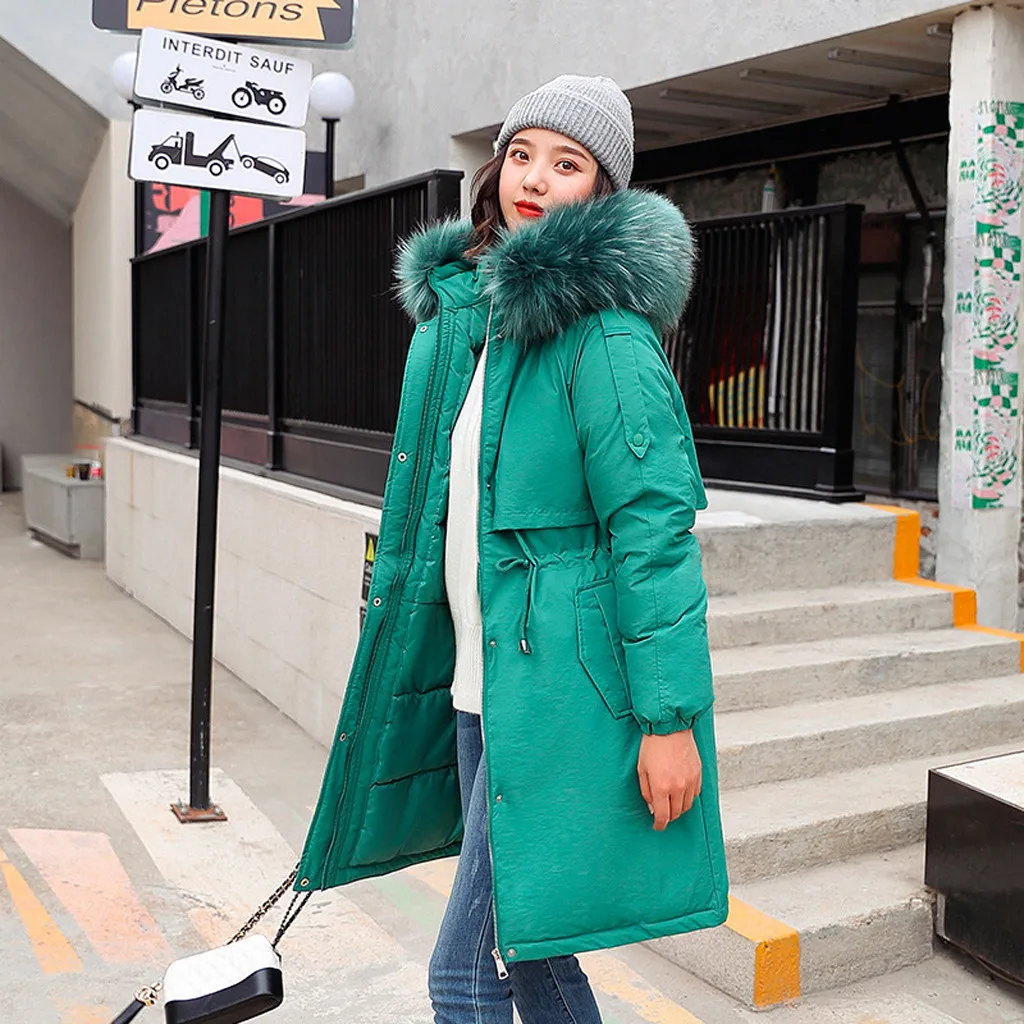 Толстая теплая Женская куртка, Тонкая зимняя женская парка на шнурке, плюс размер 3xl, ватные пальто с капюшоном, одежда с обеих сторон# J30