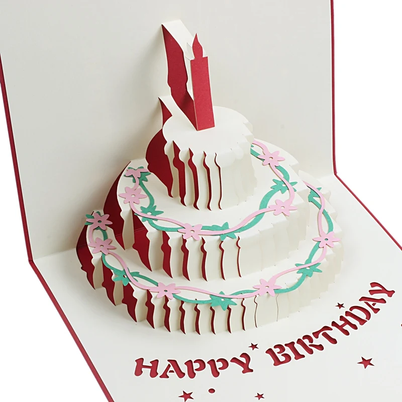 Горячий торт-тип открытки красный-поздравительная открытка 3D подарочная Открытка Подарок на день рождения открытка с пригласительным билетом