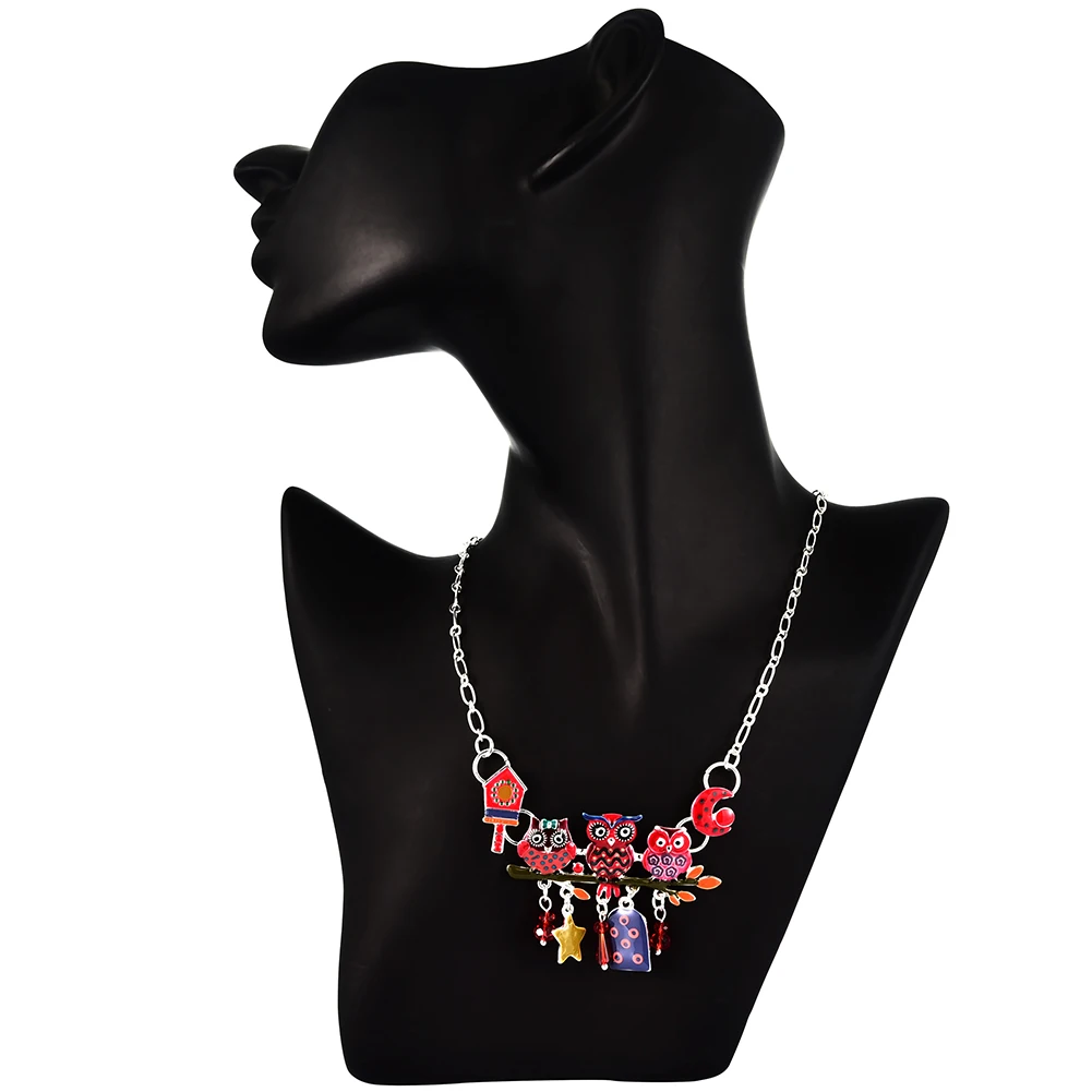 Cring Coco модное ожерелье для женщин семья Сова Птица Луна Звезда кристалл ожерелье s женский воротник колье Серебряная цепочка для девочек Горячая