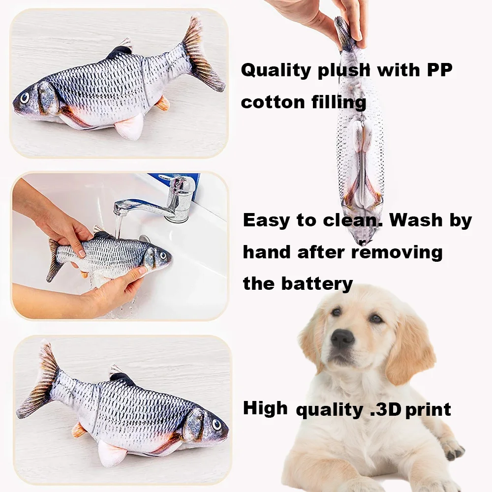 Flopping Fish Electric Moving Fish Catnip Toy Dancing Wiggle for Dog and  Cat 11