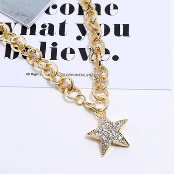 

2020 New Exaggerated Thick Chain Five-Pointed Star Set Sweater Chain Individualized and Popular Normcore Style Necklace