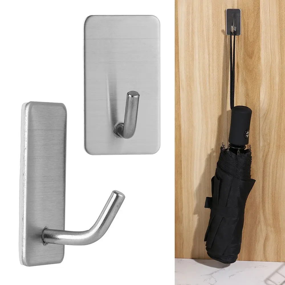 Stainless Steel Hook Adhesive Hooks Wall Hanger Wall Clothes Hook Kitchen Hook Towel Hook Self Adhesive Sticky Kitchen Home Bathroom Key Bag Hanger Storage Hanging Holder Waterproof Towel Rack