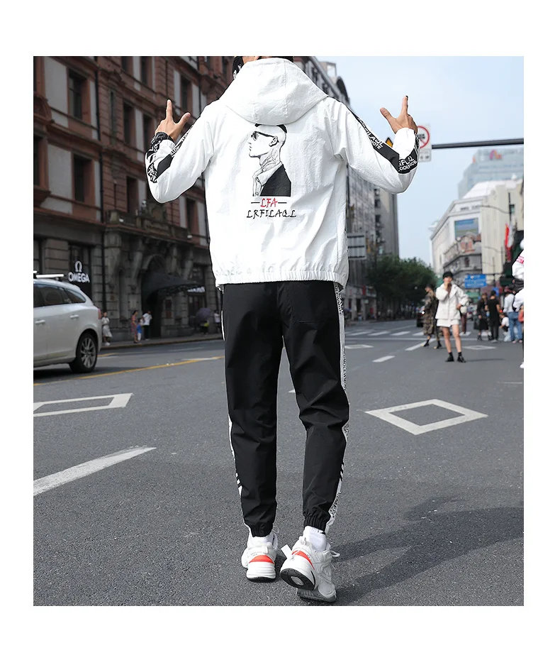 Sporting Suit Fashion Men Sets Sweatshirt Sweatpants Hooded Mens Clothing 2 Pieces Sets Slim Tracksuit Sweat Pants Casual Jacket