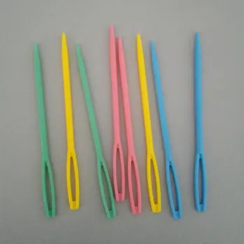 

10 PCs Mixed At Random Color Plastic Knitting Needles Hand Sewing Crochet Hook Large Eye Needles DIY Accessories 3mm,9*0.6cm
