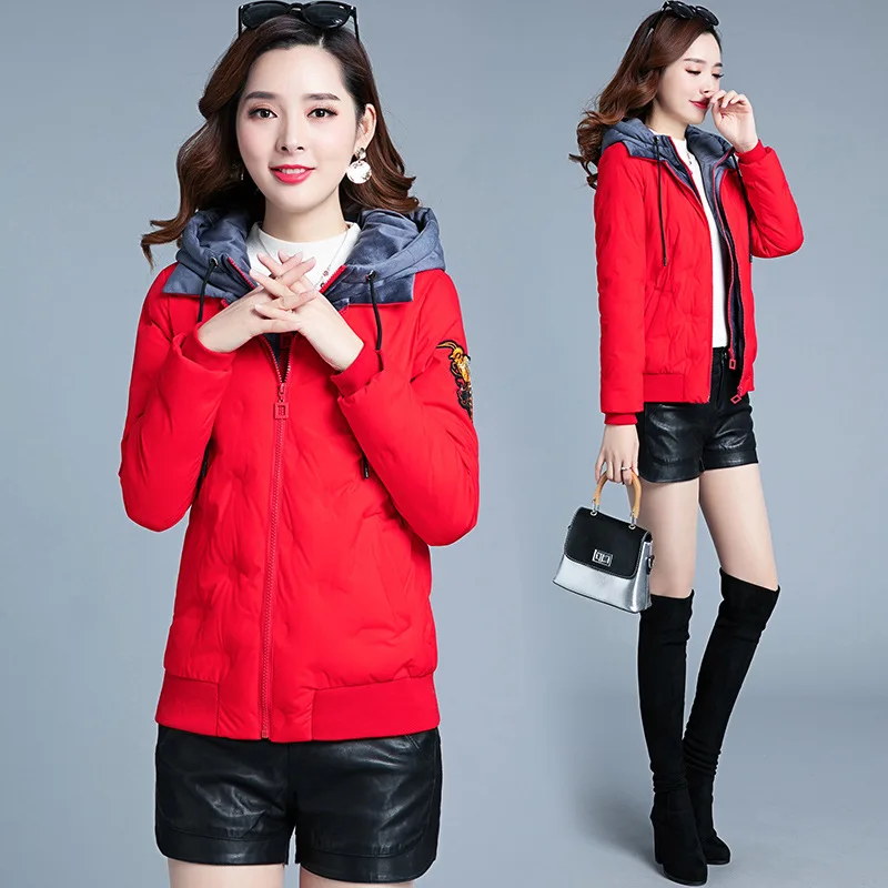 

Hooded Cotton Overcoat Women's 2019 Winter New Style Elegant Thin Western Style Fashion Warm Cotton Coat Fashion