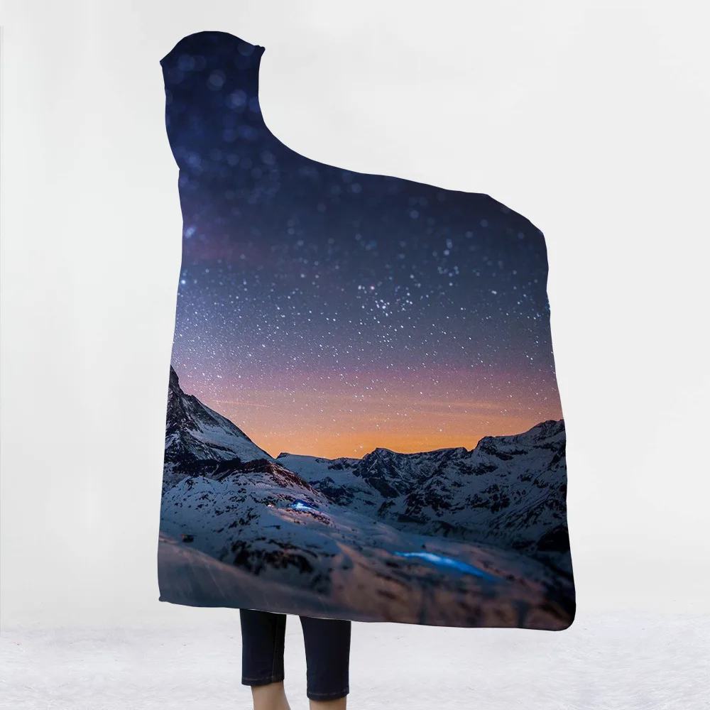 Одеяло с капюшоном Cosmic Galaxy, утепленный плащ из микрофибры, волшебная Сиеста, семейная одежда, одеяло для детей, Прямая поставка