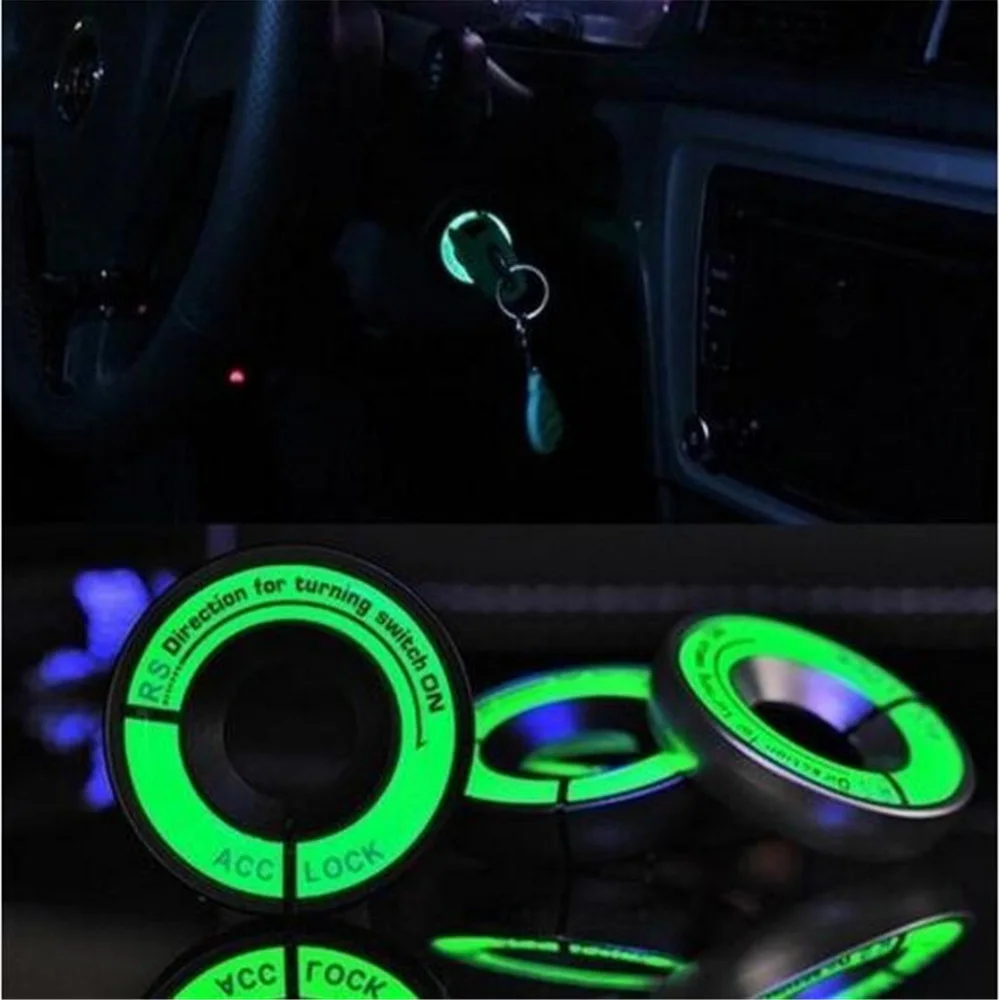 

Luminous Styling Glow Key Ring Hole Sticker 3D Car Ignition Switch Cover Motorcycle Decal Circle Light Decoration Universl Fit