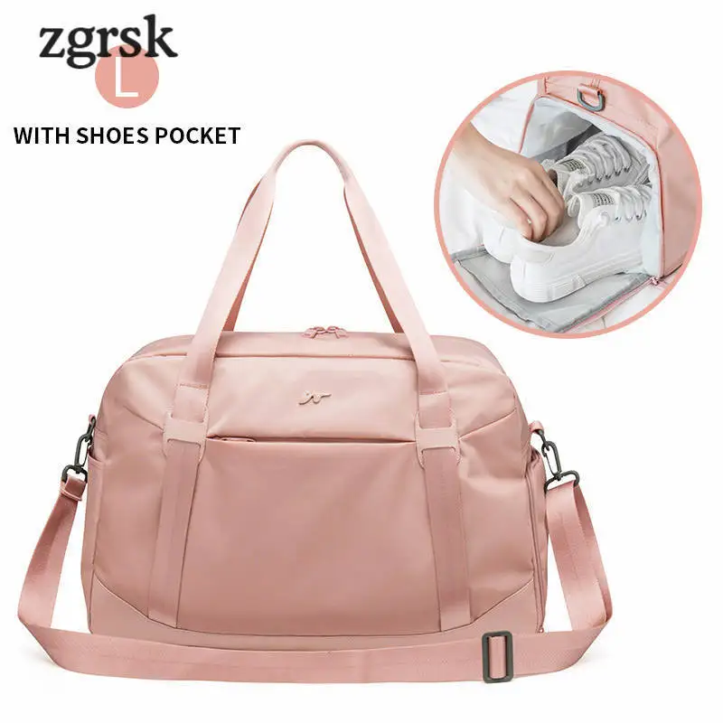 Складные дорожные сумки женская одежда Упаковка Кубики багаж Органайзер Тележка Чемодан вещевой водонепроницаемый мешок обувь сумочка - Цвет: Pink shoes L