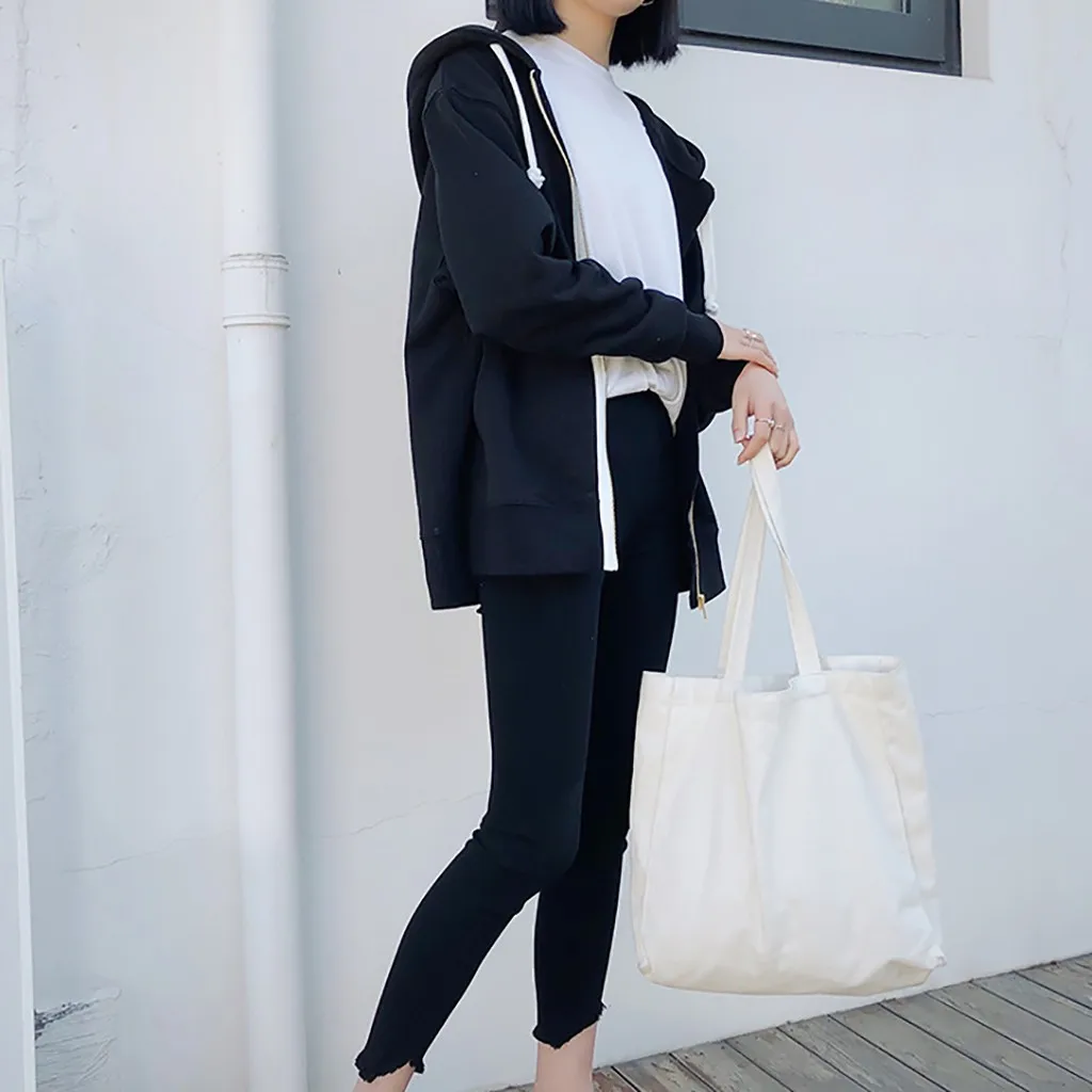 JAYCOSIN женские свободные Harajuku спортивные пальто с капюшоном Корейская уличная одежда с длинным рукавом в полоску на молнии водолазка верхняя одежда пальто 1127