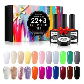 

Lagunamoon Nail Gel Gift Box Set 8ml*25PCS Classic Colors Gel Nail Polish No Wipe Base Top Coat UV LED Soak Off Varnish Lacquer