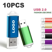 5PCS/lot Colour USB Flash Drive 64GB 32GB Mini Memory Stick Pendrive 4GB 8GB 16GB 2.0 USB Disk Thumb Flash Disk Free Logo Gift
