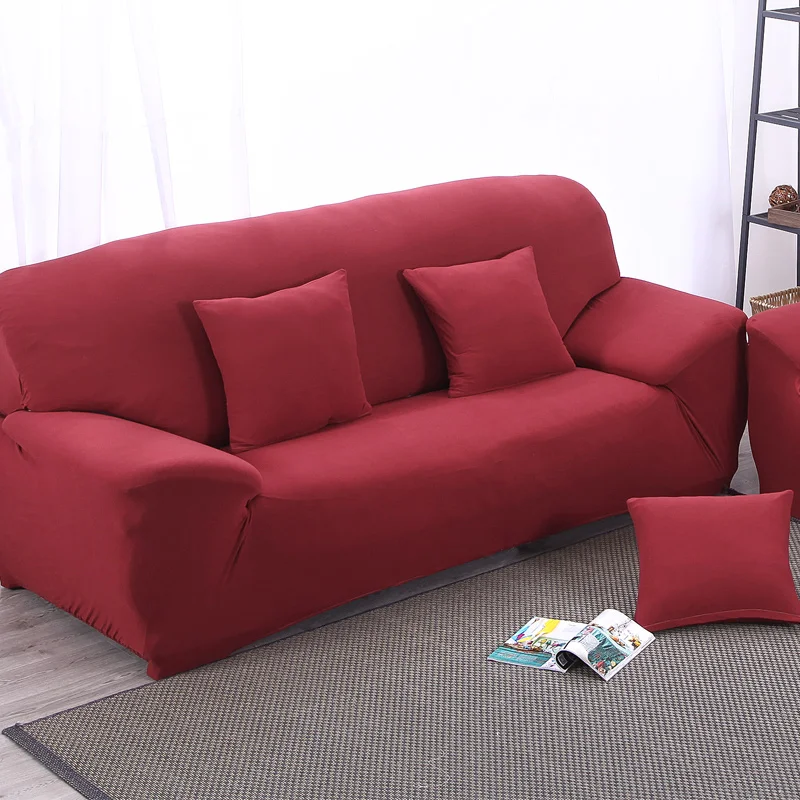 Одноцветный полиэфирный чехол для дивана с высокой эластичностью, нескользящий чехол для дивана, универсальная защитная крышка для мебели, стула - Цвет: Red