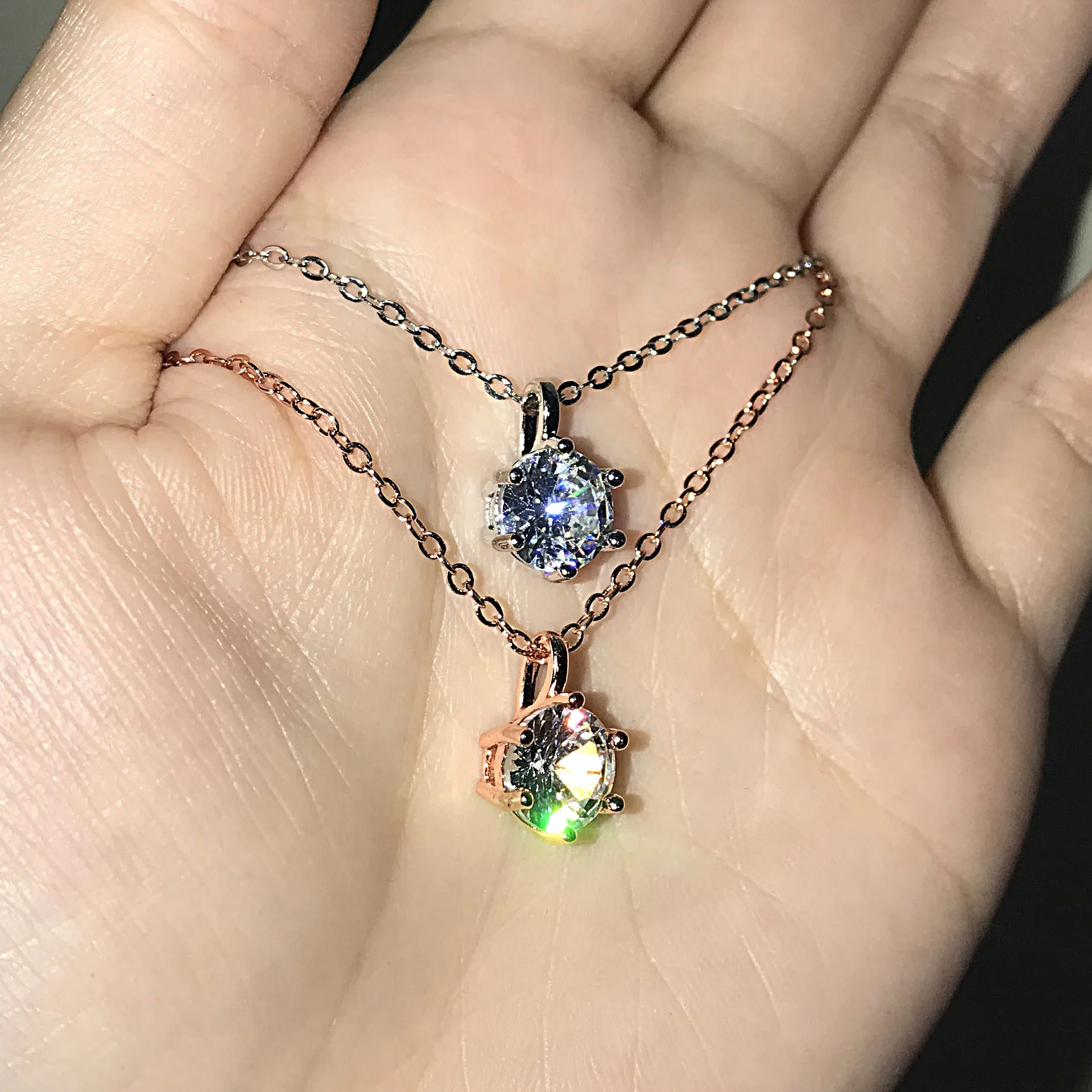 18K Rose Gold 2ct Lab Diamond Pendant 925 Sterling Silver Party Wedding Pendants Chain Necklace Women Fine Jewelry pendant necklace