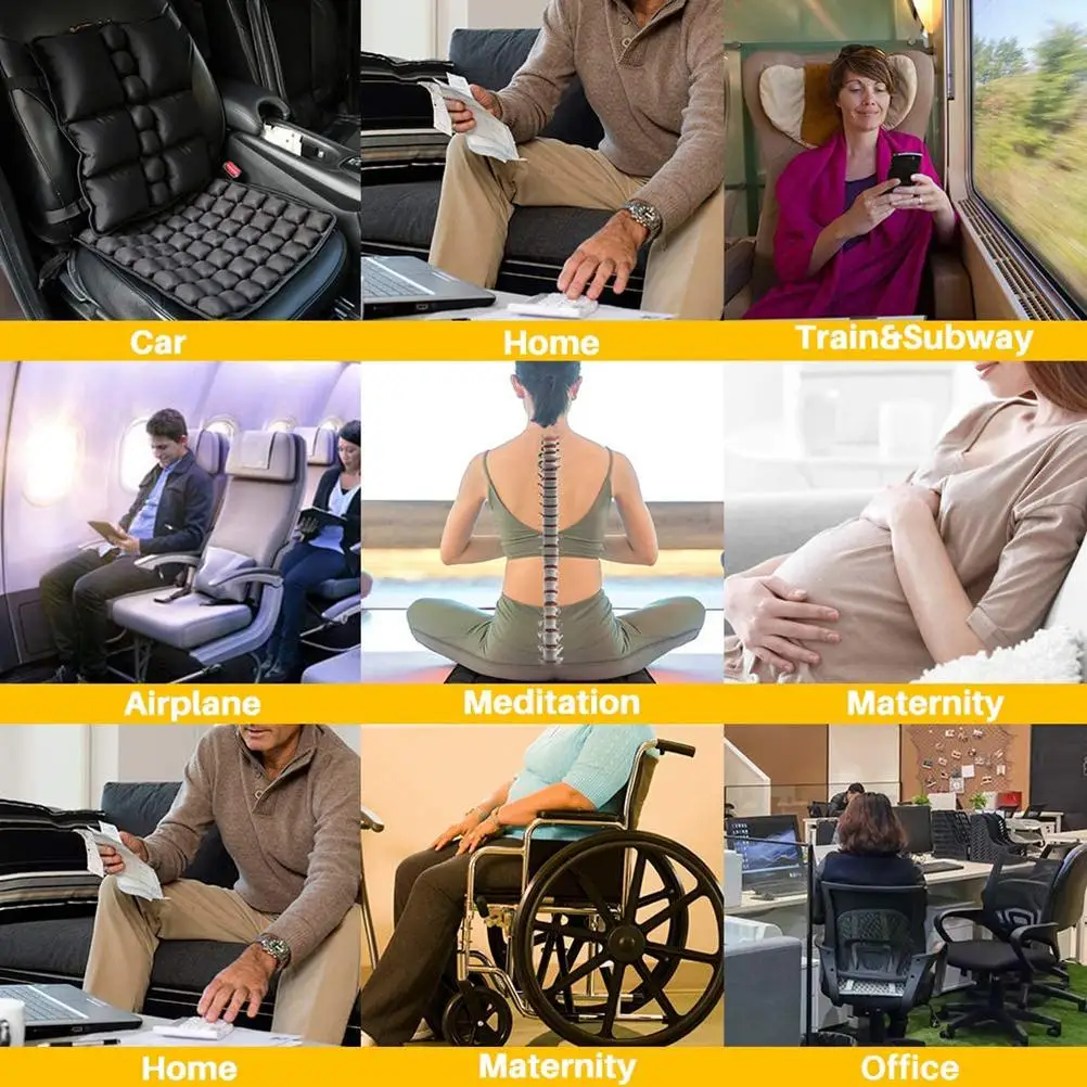 3D Air Cushion for Office Chair Car Seat Air Seat Cushion Back Cushion for Relieving Back Sciatica Tailbone Pain Seat Pad 6