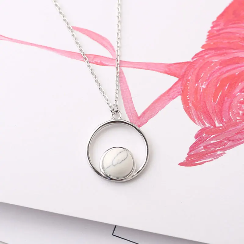 

S925 Sterling Silver Necklace bai song shi Circle Double Layer Sets of Chain South Korea Korean-style Stone Choker 7135