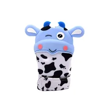 Мультяшная силиконовая детская перчатка для режущихся зубов, облегчающая боль самоуспокаивающая перчатка для прорезывания зубов для ребенка, унисекс для 3-12 месяцев