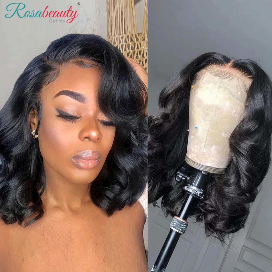 Ali exвозле Rosabeauty короткий боб парик Тело водная волна 13x4 кружевные передние