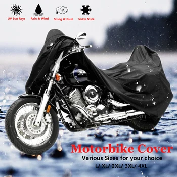 

Waterproof Motorcycle Cover L/XL/2XL/3XL/4XL 190T Case Outdoor Dust UV Protector 190T Polyester Elastic Hem Protect Rain Dust