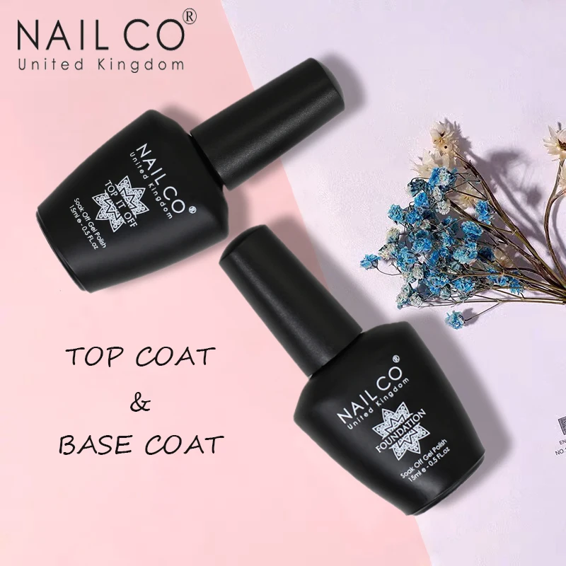 

NAILCO 15ml Top Coat And Base Coat Art Design Gel Nail Polish UV Top Base Coat UV LED Soak Off Gel For Nail Decoration Varnish