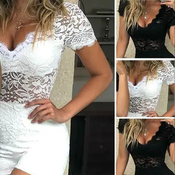 

Women Fashion Ladies Mini Playsuit Jumpsuit Romper Summer Beach Casual Hollow Out Shorts Playsuit