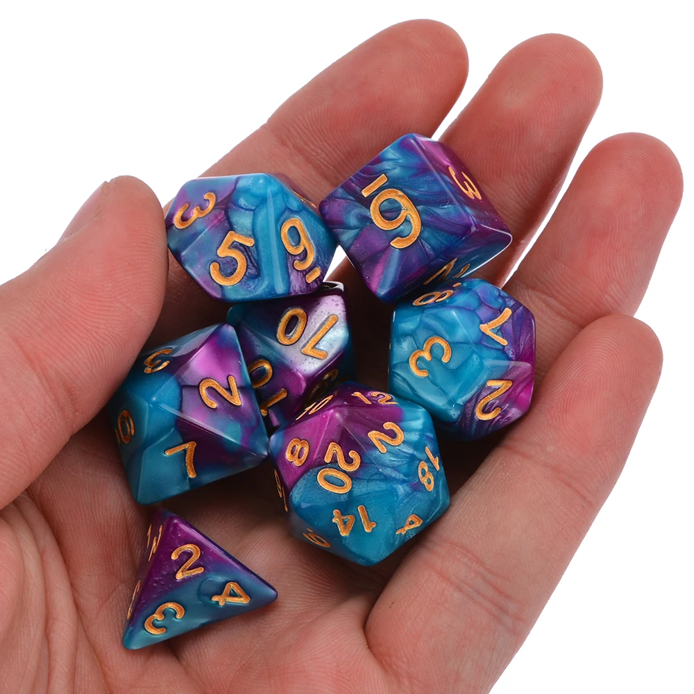 Лидер продаж 7 шт./компл. упаковка полигедральные кости фиолетовые синие для