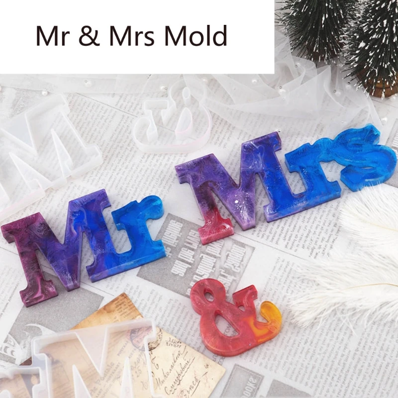 

3 Pack Handmade Alphabet Mr & Mrs Letter Resin Molds Kit Mr & Mrs Couple Epoxy Resin Casting Molds Art Craft Tools