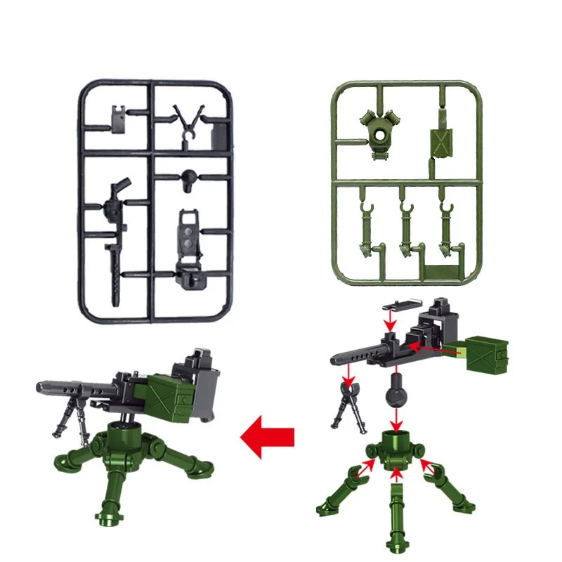 Friends Building Blocks Military Series Machine Guns Cannon Weapon DIY Building Blocks Children's Toys Blocks Accessories