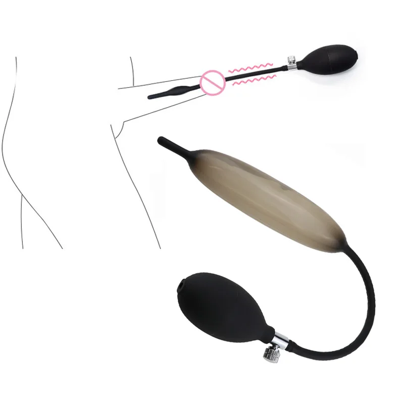 Male Inflatable Expansion Horse Eye Stick Silicone Urethra Stimulation Rod Inflatable Penis Plug Dilators Masturbation Sex Toys urethral dilator silicone urethral dilator