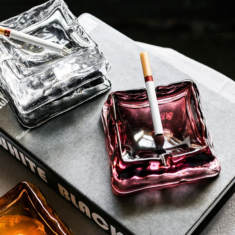 Стильный портативный цветной стеклянный пепельница для сигарет Пепельница домашний декор чехол для дыма аксессуары для курения креативные