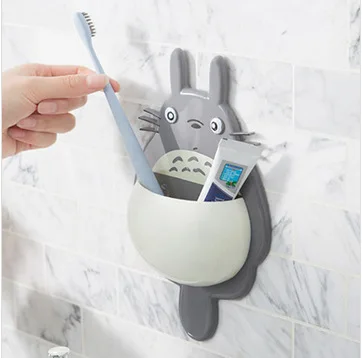 Totoro сильная трехприсоска многофункциональная зубная щетка стойка подставка для зубной пасты Полка Ванная комната всасывающая настенная зубная щетка