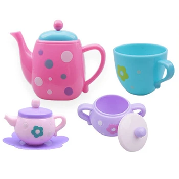 

Small Flower Colorful Tea Pot Cups Set Dollhouse Decor Kitchen Classic Toy Pretend Play Best Gift Girl For Doll Accessiores