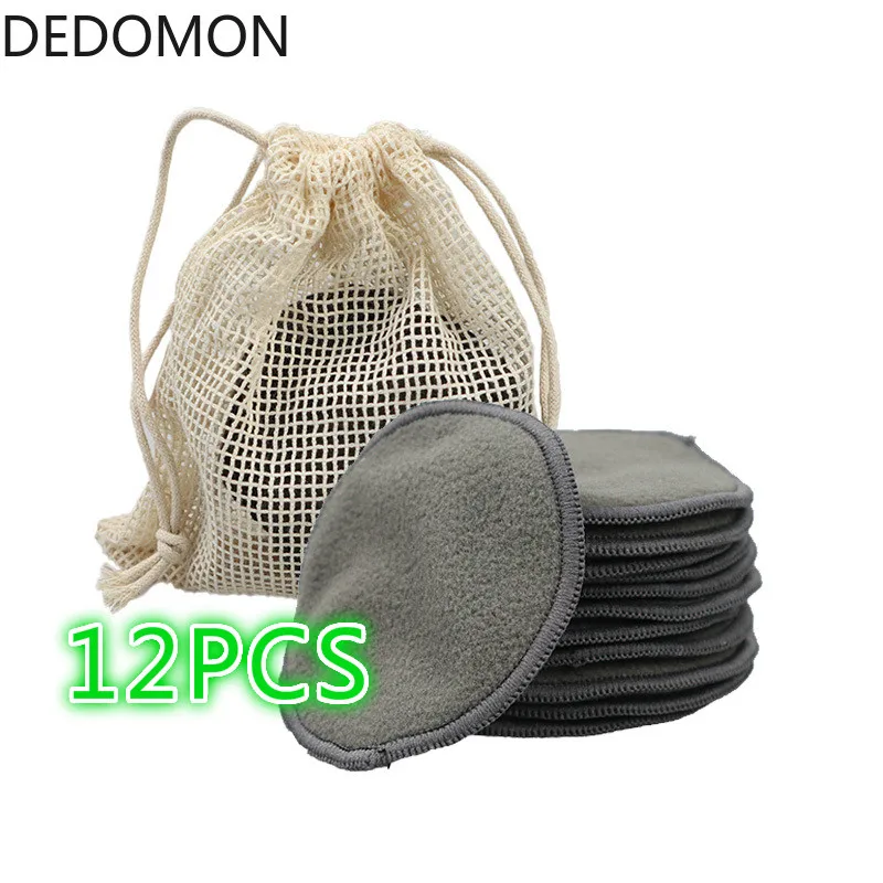 

12PC Reusable Cotton Pads Makeup Remover Pads Breast Pads Make Up Facial Remover Bamboo Fiber Skincare Nursing Pad Skin Cleaning