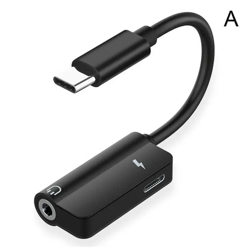 Черный 3,5 мм разъем для наушников+ зарядный конвертер для xiaomi huawei type-C аудио адаптер для зарядки 2 в 1 type C папа-мама - Цвет: Черный
