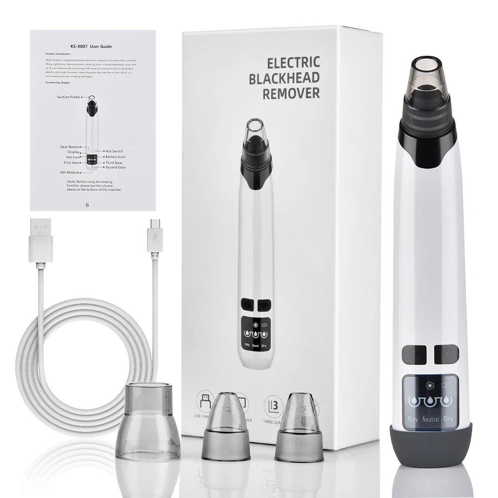 Facial pore cleanser acne remover blackhead remover Facial Cleaner Nose Blackhead Remover Deep Pore Acne Pimple Removal Vacuum Suction Diamond T Zone Beauty Tool USB Face Household