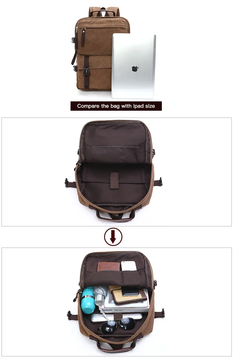 solid color canvas school backpack vintage canvas backpack leisure personalised backpack
