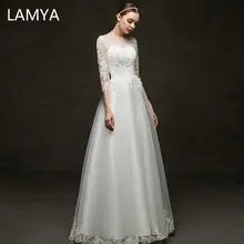 LAMYA простое шифоновое свадебное платье трапециевидной формы с коротким кружевным рукавом элегантное платье для невесты индивидуальный Кристалл свадебное платье es
