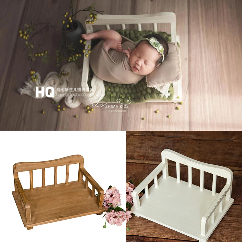 Newborn Photography Props Retro Sofa Bed Basket Infant Photo Frame Recién Nacido Boy And Girl  Wooden Bed Baby Photo Props
