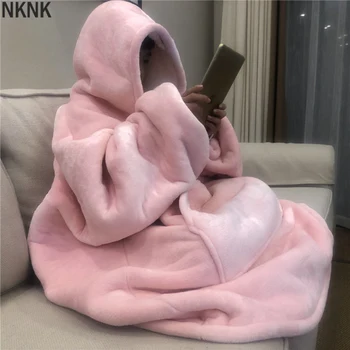 

Winter Thick Comfy TV Blanket Sweatshirt Solid Warm Hooded Blanket Adults and Children Fleece Weighted Blankets for Beds Travel