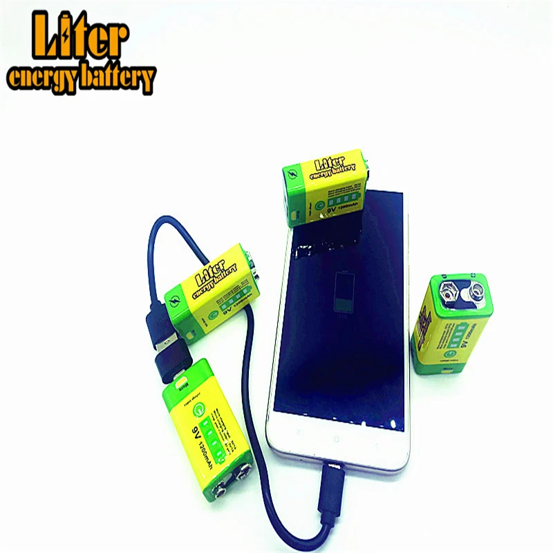 9V 6F22 USB 1200mAh Lipo перезаряжаемая литий-ионная батарея для дымовой сигнализации