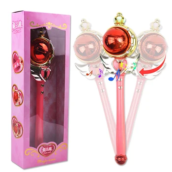

Anime Cosplay Sailor Moon Musical Wand Flashing Light Music Toy low Stick Spiral Heart Musical Wand Musical Light Wand Girl Toy