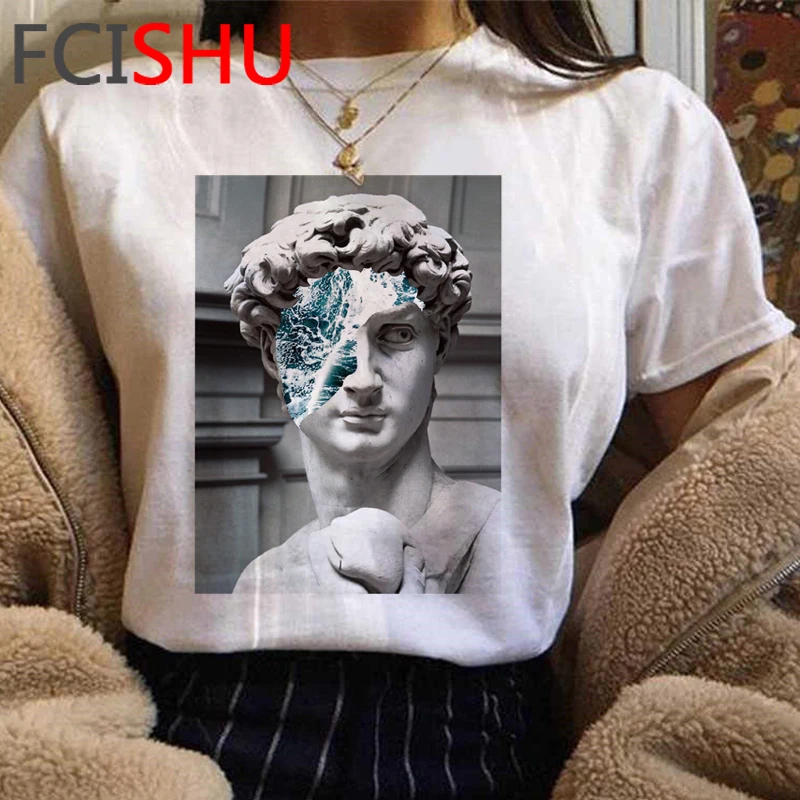 New Michelangelo Funny Cartoon Tshirt Women Grunge Aesthetic Hand Print T-shirt Graphic Oversized Tshirt Casual Top Tees Female