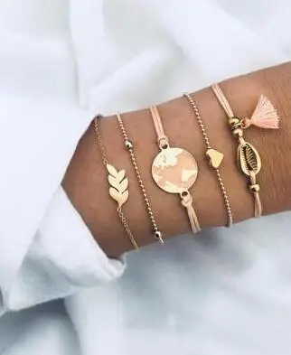 5 шт./компл. в богемном стиле ретро с сердцем персикового цвета карта листья виде