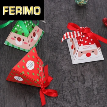 

10pcs/Set Candy Bags Merry Christmas Christmas Tree Gift Candy Box Bag Boxes With Bells Paper Boxes Bag Supplies Gift for Friend