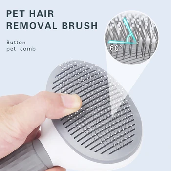 

Pet Dog Comb Hair Shedding Brush Grooming Tool Stainless Steel Needle Combs Automatic Non-slip Brushs for Dogs Cleaning Supplies