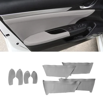 

Gray Color For Honda Civic 10th Gen 2016 2017 Microfiber Leather Center / Door Handle Panel Armrest Covers Protective Trim