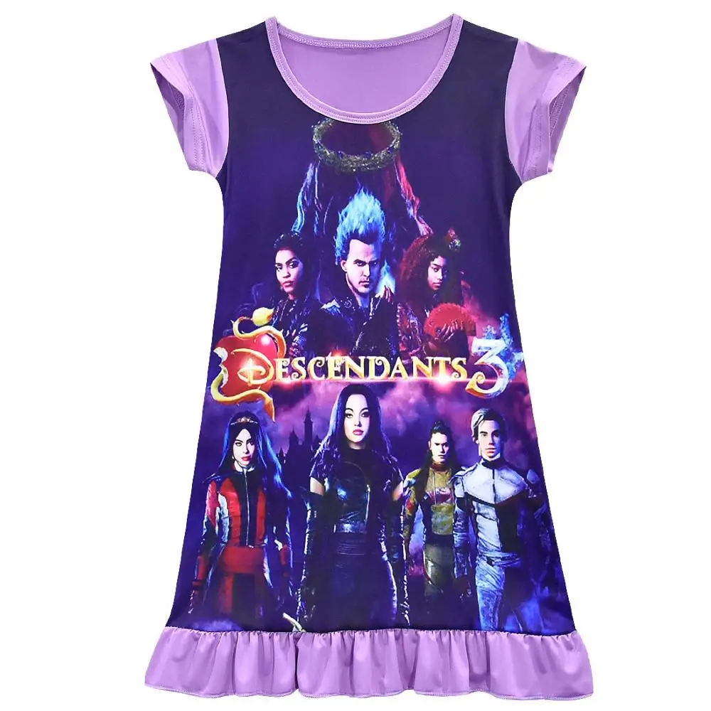 2020 Girls Kids Descendants 3 Pyjama Nightie Dress Cartoon Sleep Wear Print Nightgown Pajama Nightie Princess Nightwear Dress naruto outfits Cosplay Costumes