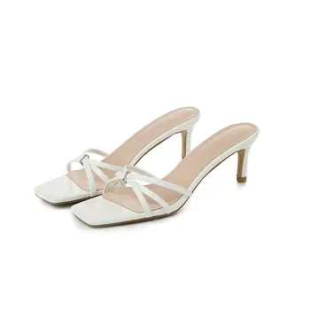 

Party Summer Elegant Sandals Women New Classic Basic High Heels Solid Color Concise Summer Sandals Shoes Woman